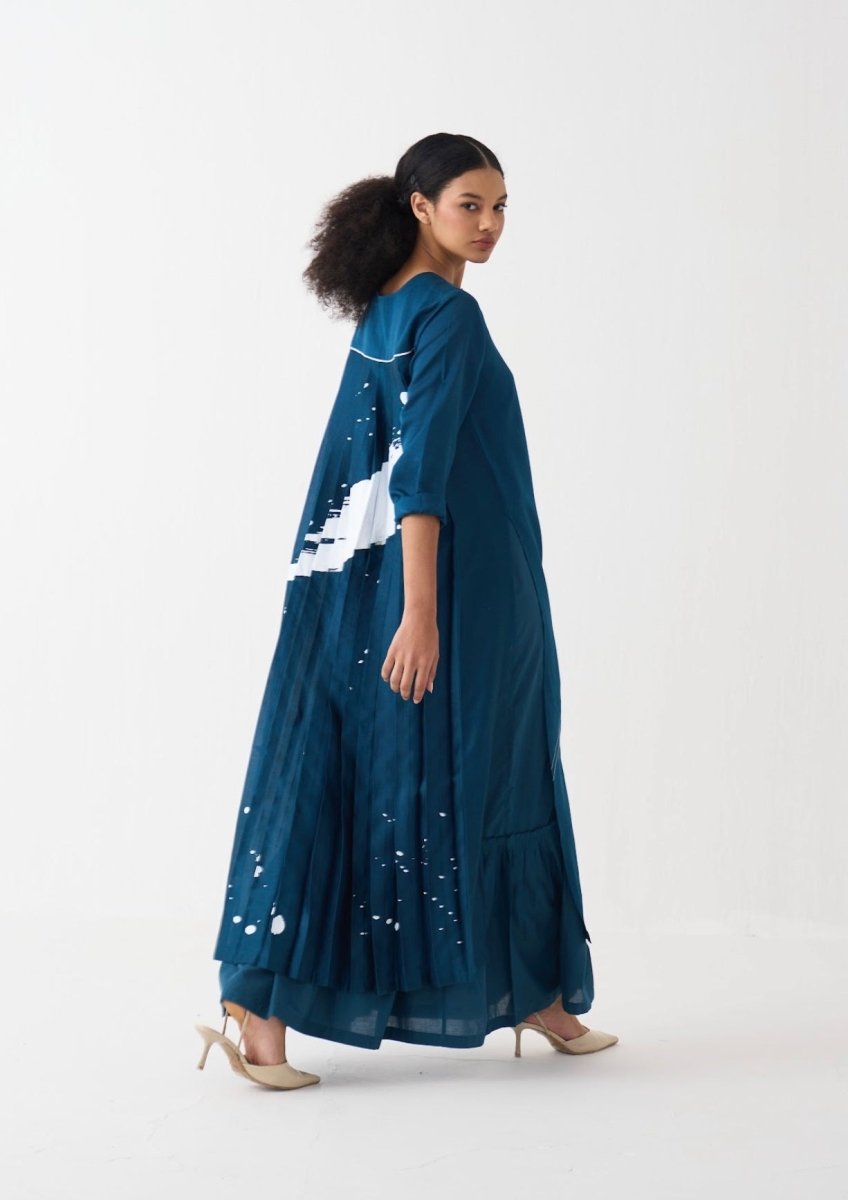 Splash Print Back Pleat Dress - Three Clothing