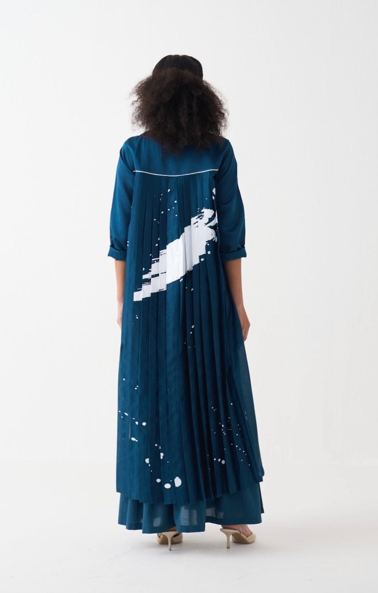 Splash Print Back Pleat Dress - Three Clothing