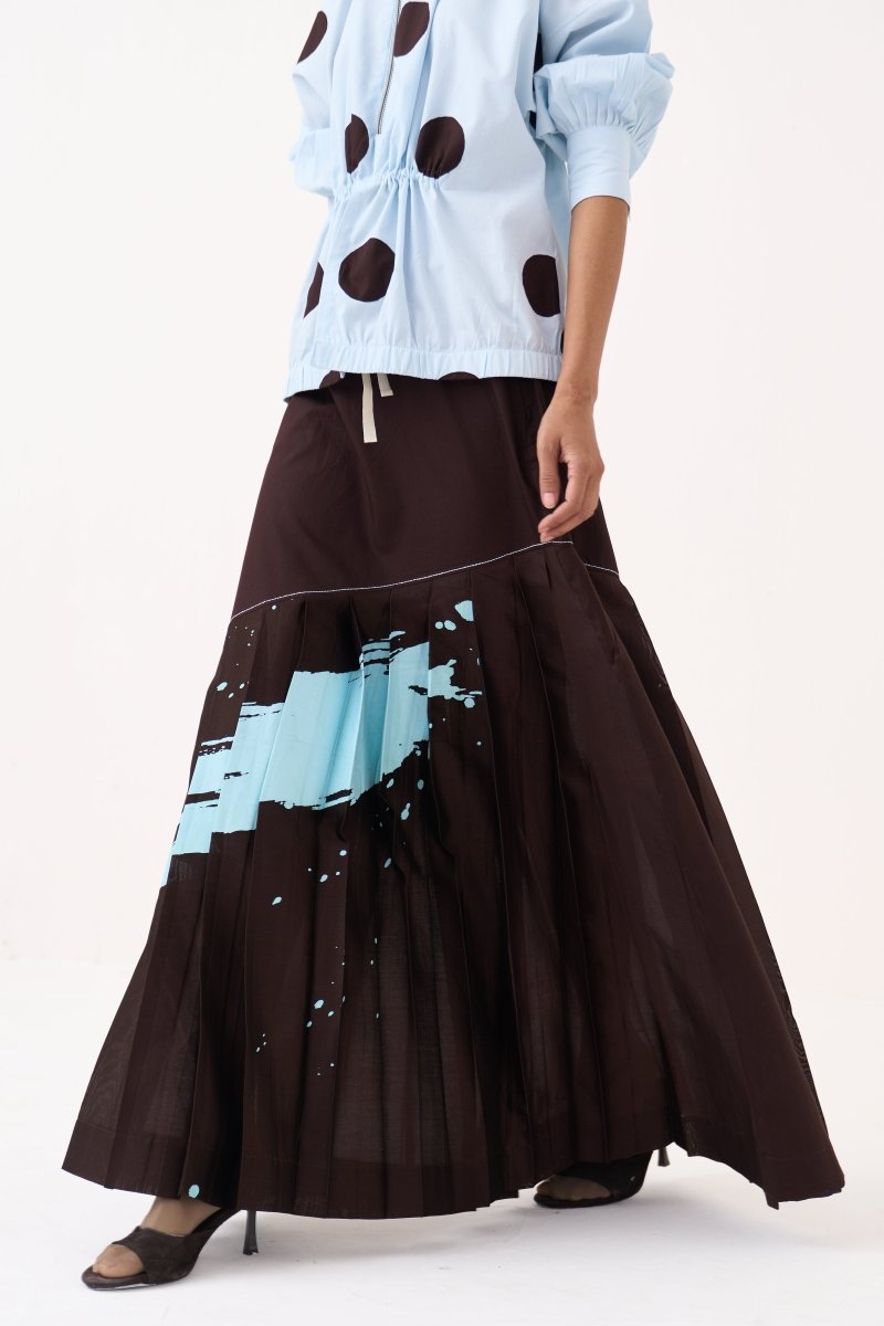 Splash Print Pleated Skirt - Three Clothing
