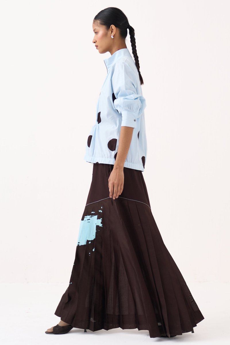 Splash Print Pleated Skirt - Three Clothing