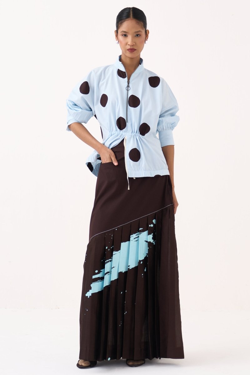 Splash Print Pleated Skirt - Three Clothing