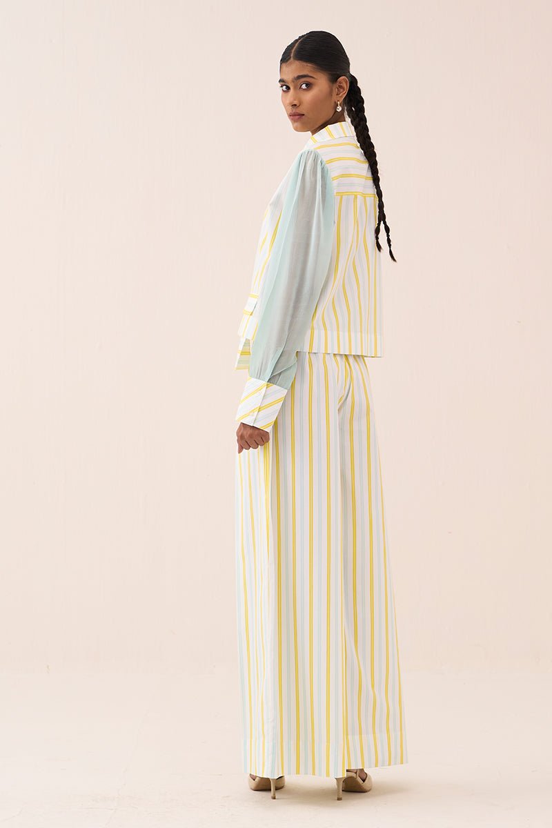 Stripe Anti - Fit Crop Shirt Co - Ord (Set Of 2) - Three Clothing