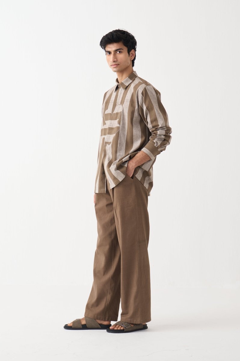 Stripe Floral Applique Shirt - Three Clothing