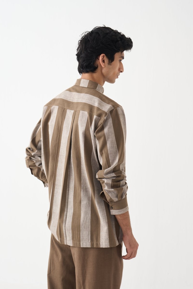 Stripe Floral Applique Shirt - Three Clothing