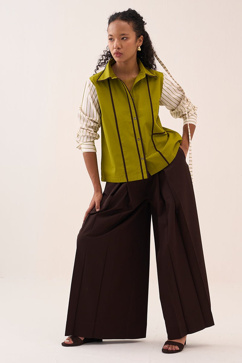 Stripe Sleeve Shirt Co - Ord (Set Of 2) - Three Clothing