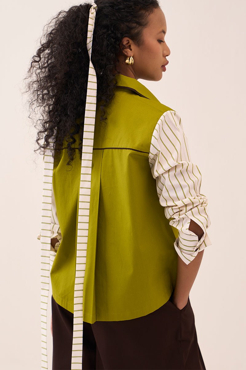 Stripe Sleeve Shirt Co - Ord (Set Of 2) - Three Clothing
