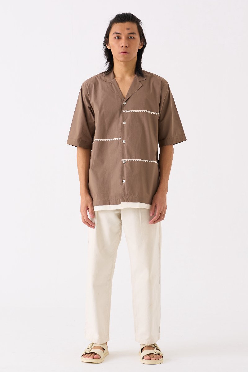 Triangle Embroidered Shirt Cedar - Three