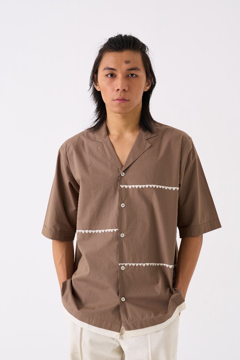 Triangle Embroidered Shirt Cedar - Three