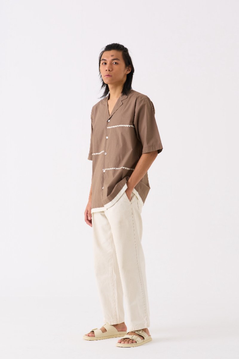 Triangle Embroidered Shirt Cedar - Three