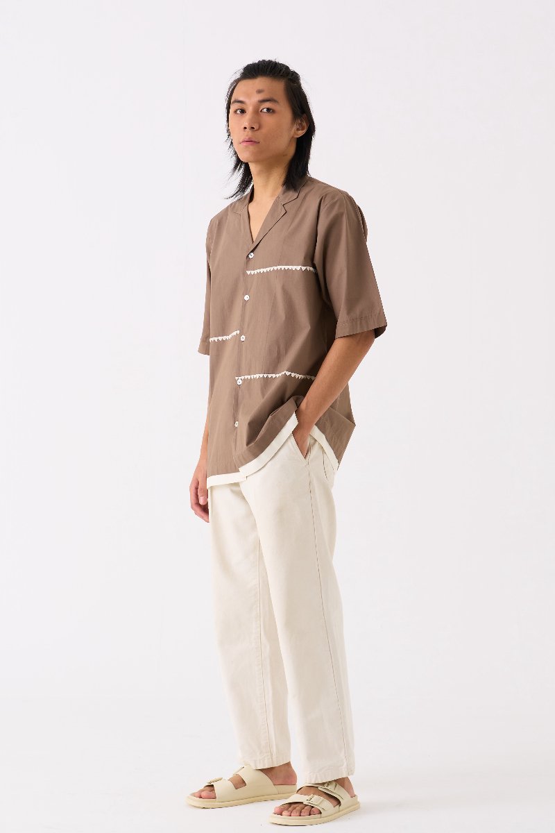 Triangle Embroidered Shirt Cedar - Three