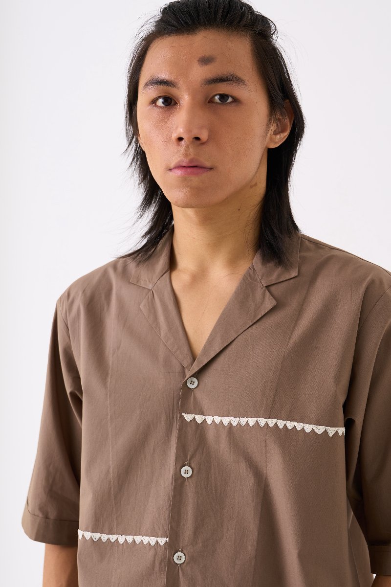 Triangle Embroidered Shirt Cedar - Three