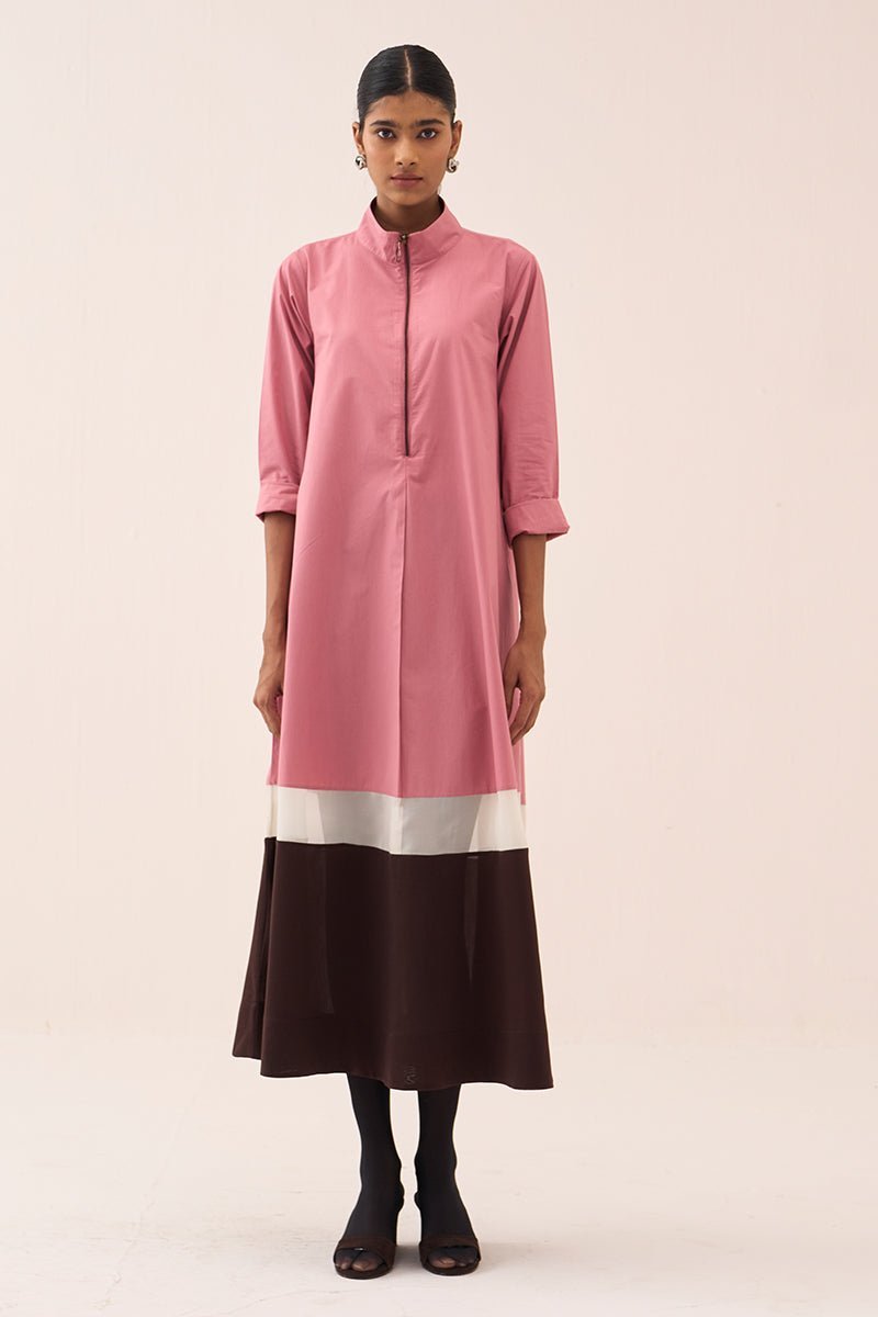 Turtle Neck Dress Coral - Three Clothing