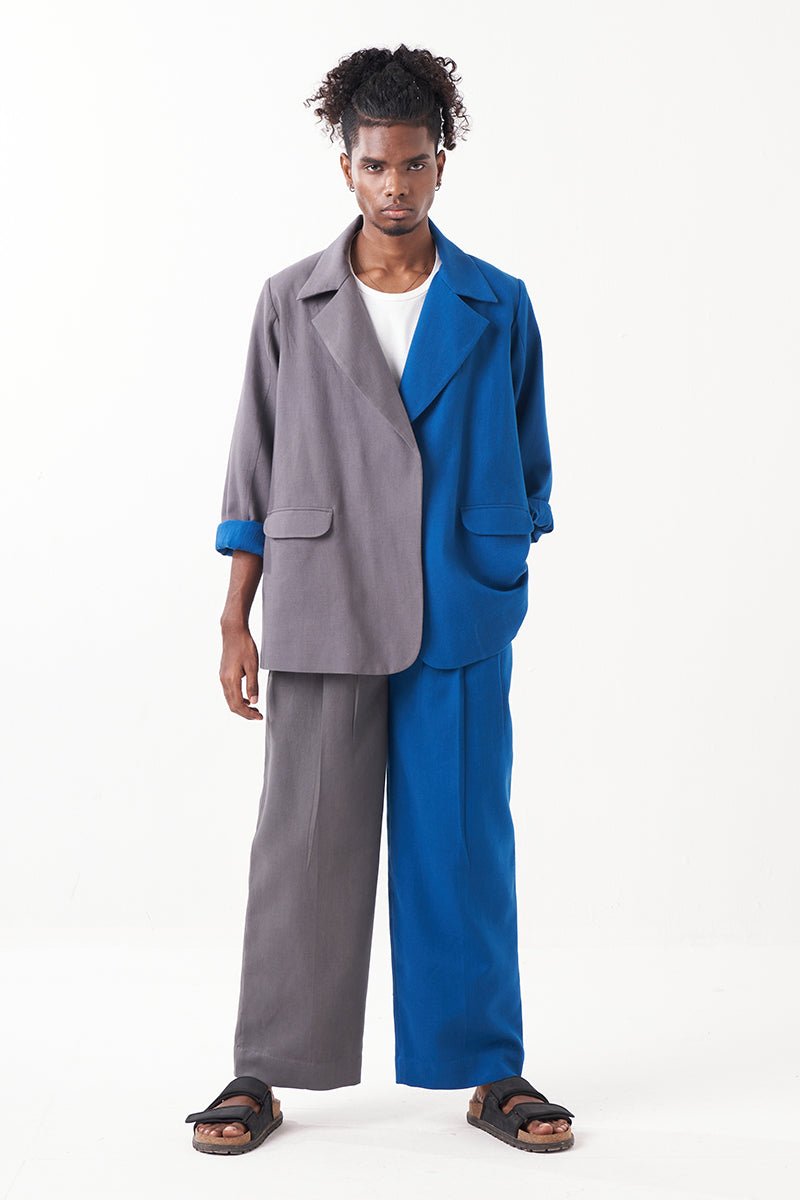 Two Tone Three Pleated Pant - Three Clothing