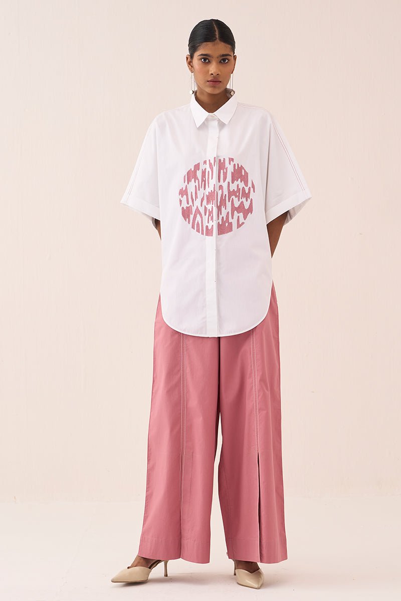 U - Hem Circle Emb. Shirt Co - Ord (Set Of 2) - Three Clothing