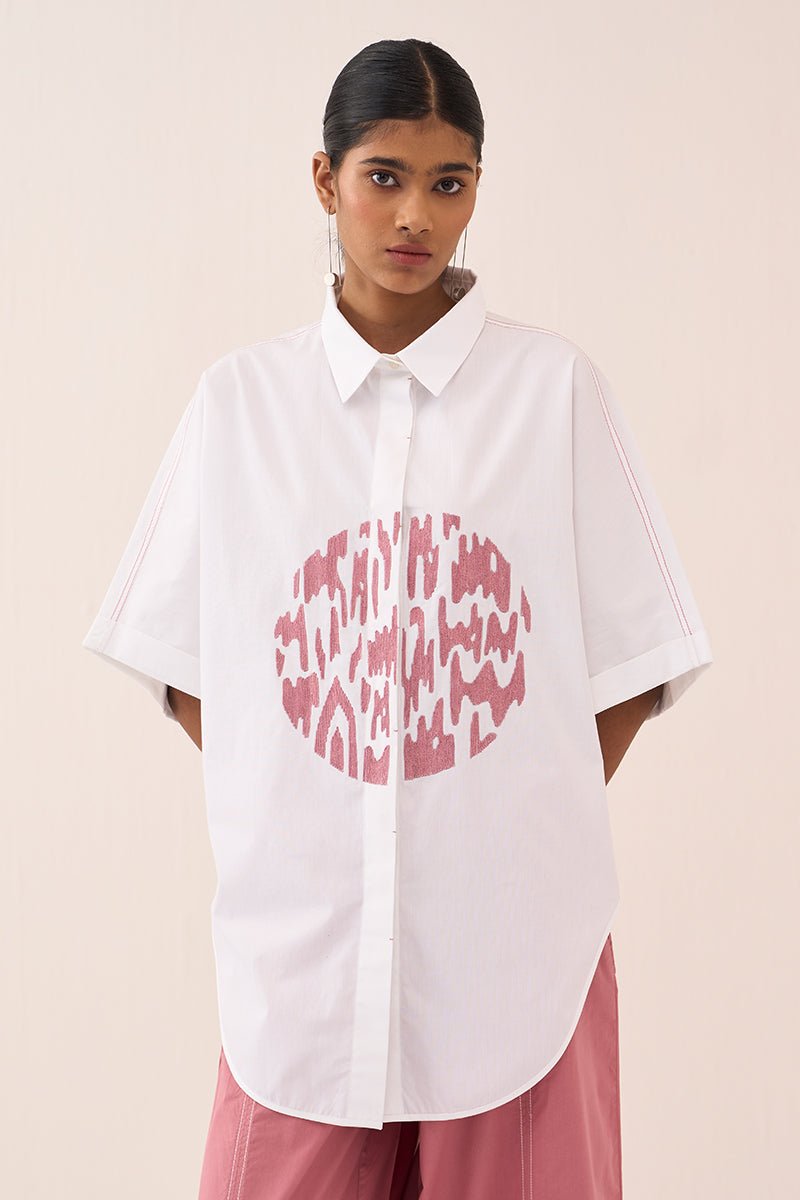 U - Hem Circle Emb. Shirt Co - Ord (Set Of 2) - Three Clothing