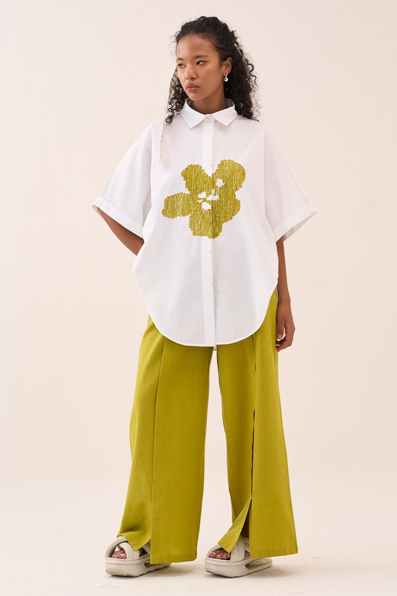 U - Hem Floral Emb. Shirt Co - Ord (Set Of 2) - Three Clothing