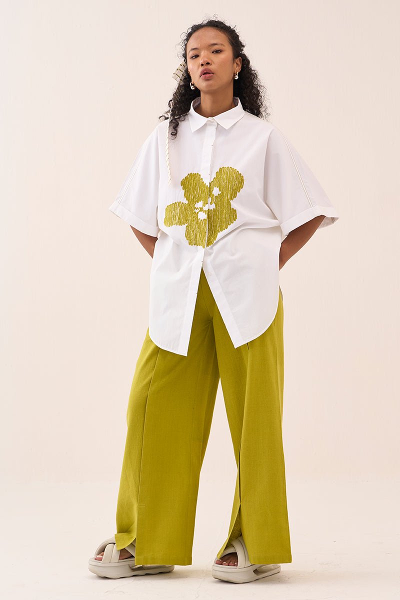 U - Hem Floral Emb. Shirt Co - Ord (Set Of 2) - Three Clothing