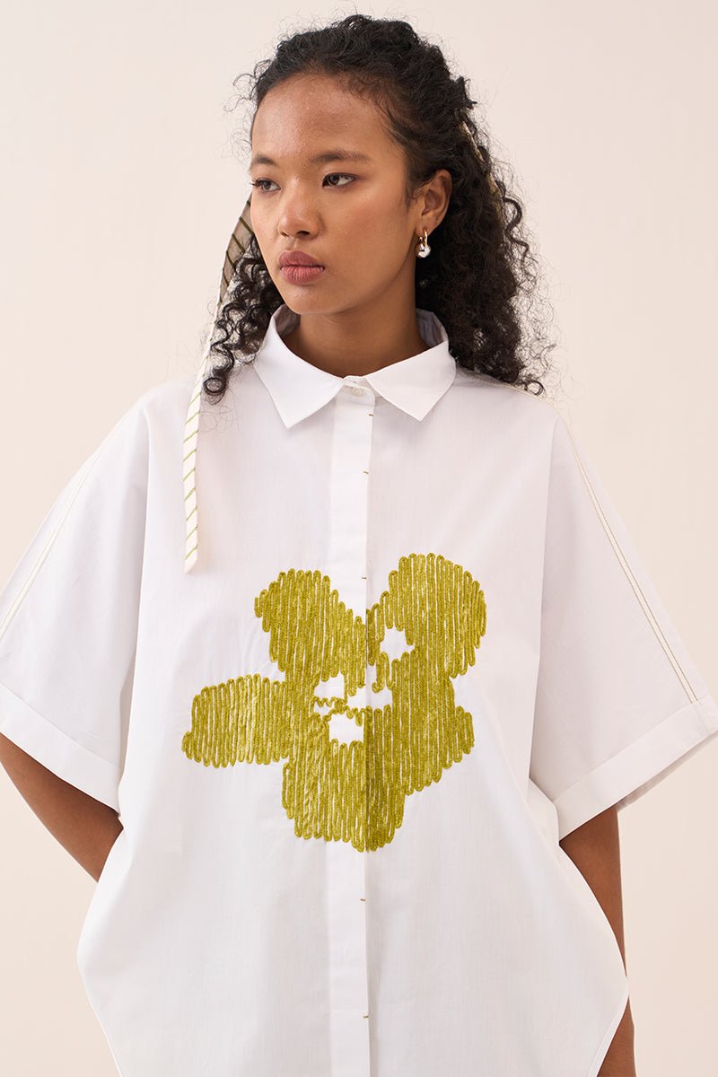 U - Hem Floral Emb. Shirt Co - Ord (Set Of 2) - Three Clothing