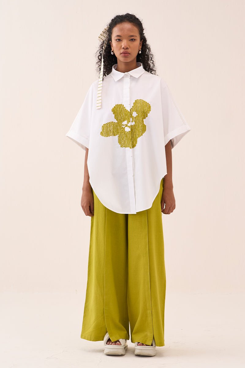 U - Hem Floral Emb. Shirt Co - Ord (Set Of 2) - Three Clothing