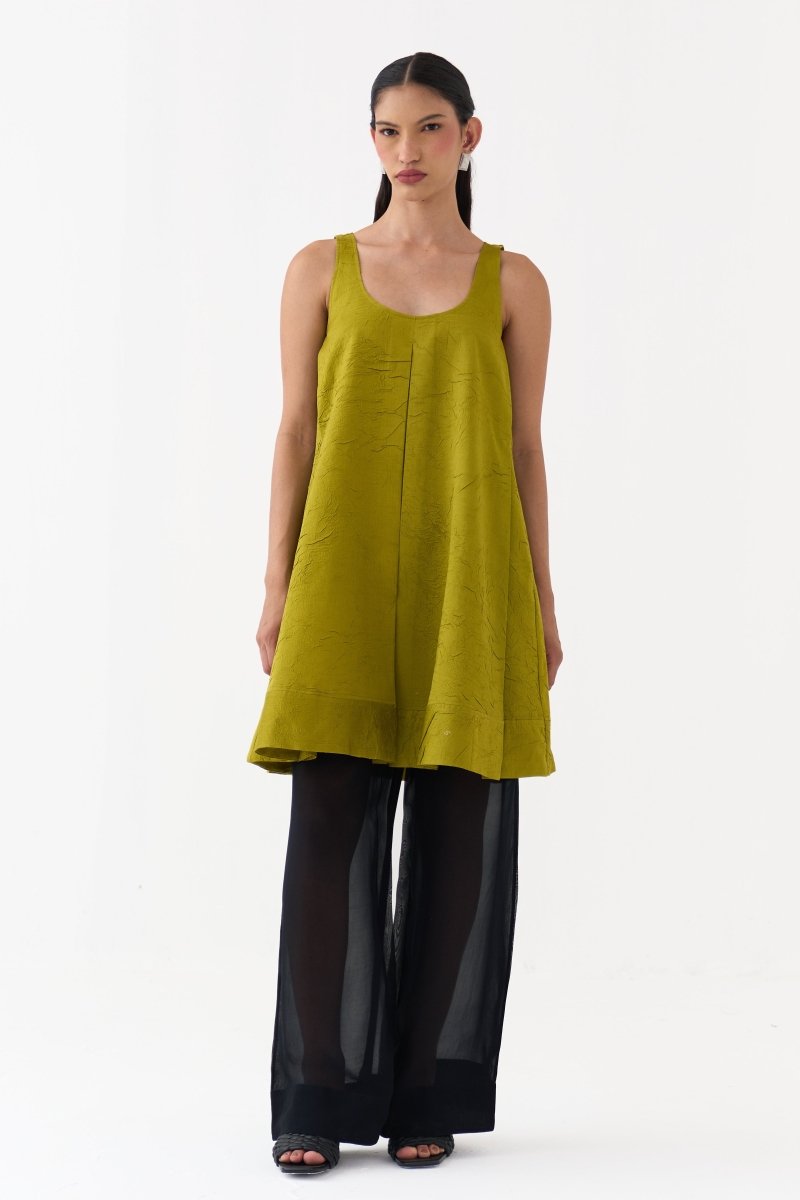 U-Neck Pleated Tunic - Three Clothing