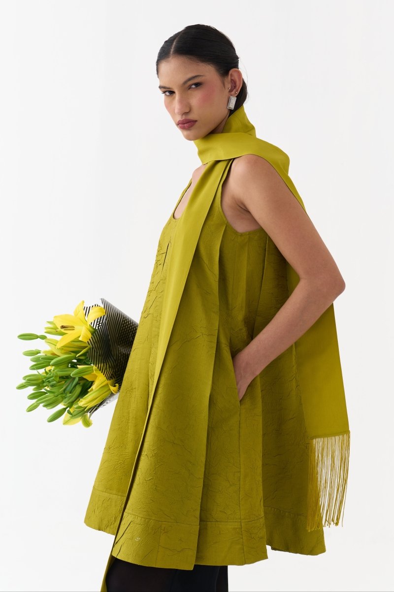U-Neck Pleated Tunic - Three Clothing