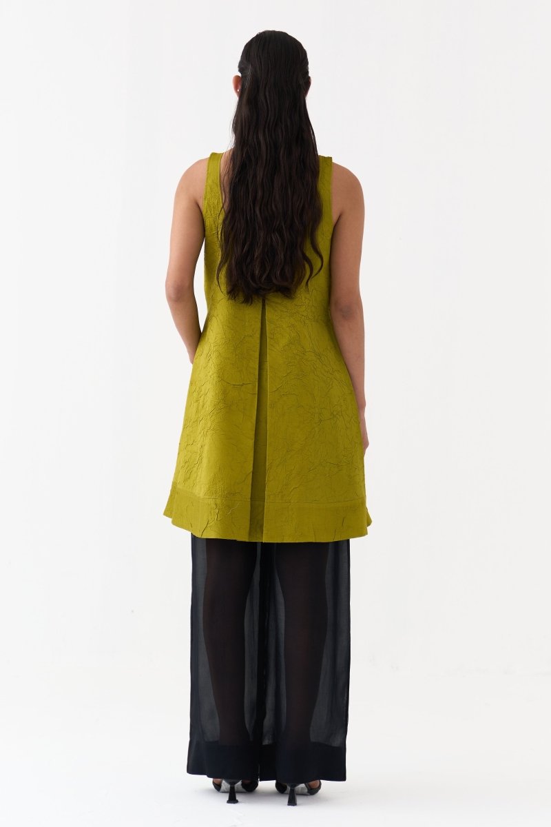 U-Neck Pleated Tunic - Three Clothing