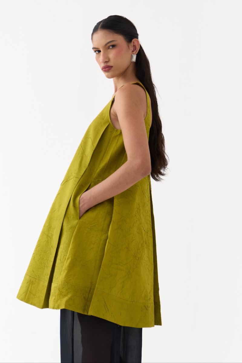 U-Neck Pleated Tunic - Three Clothing