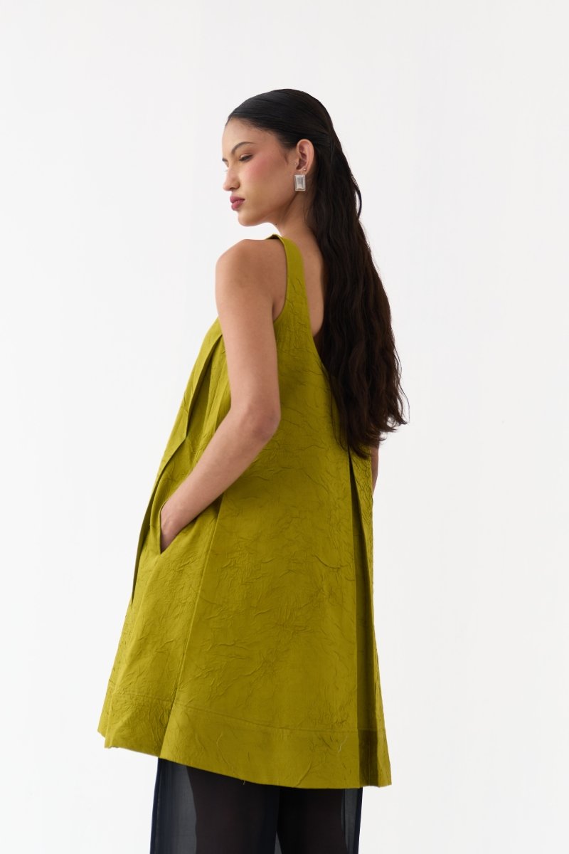 U-Neck Pleated Tunic Co-Ord (Set Of 2) - Three Clothing