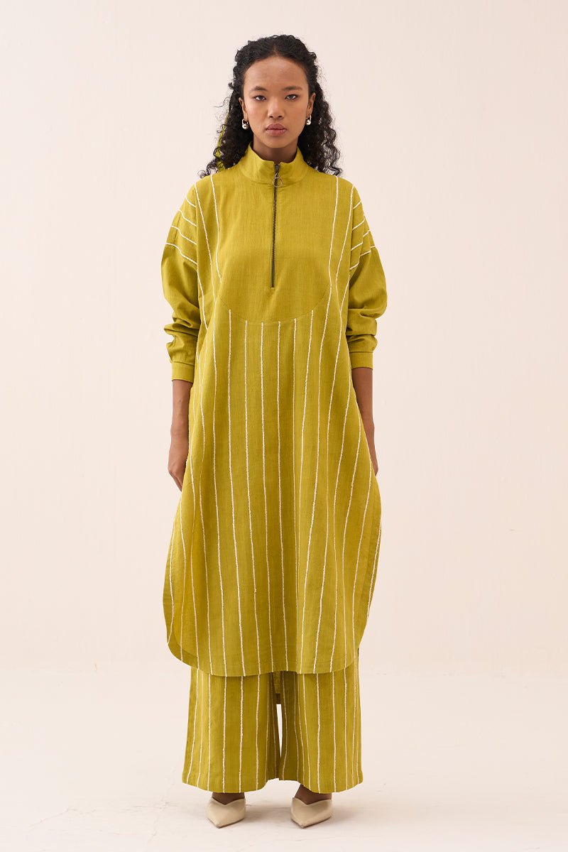 U - Yoke Emb. Tunic Co - Ord (Set Of 2) - Three Clothing