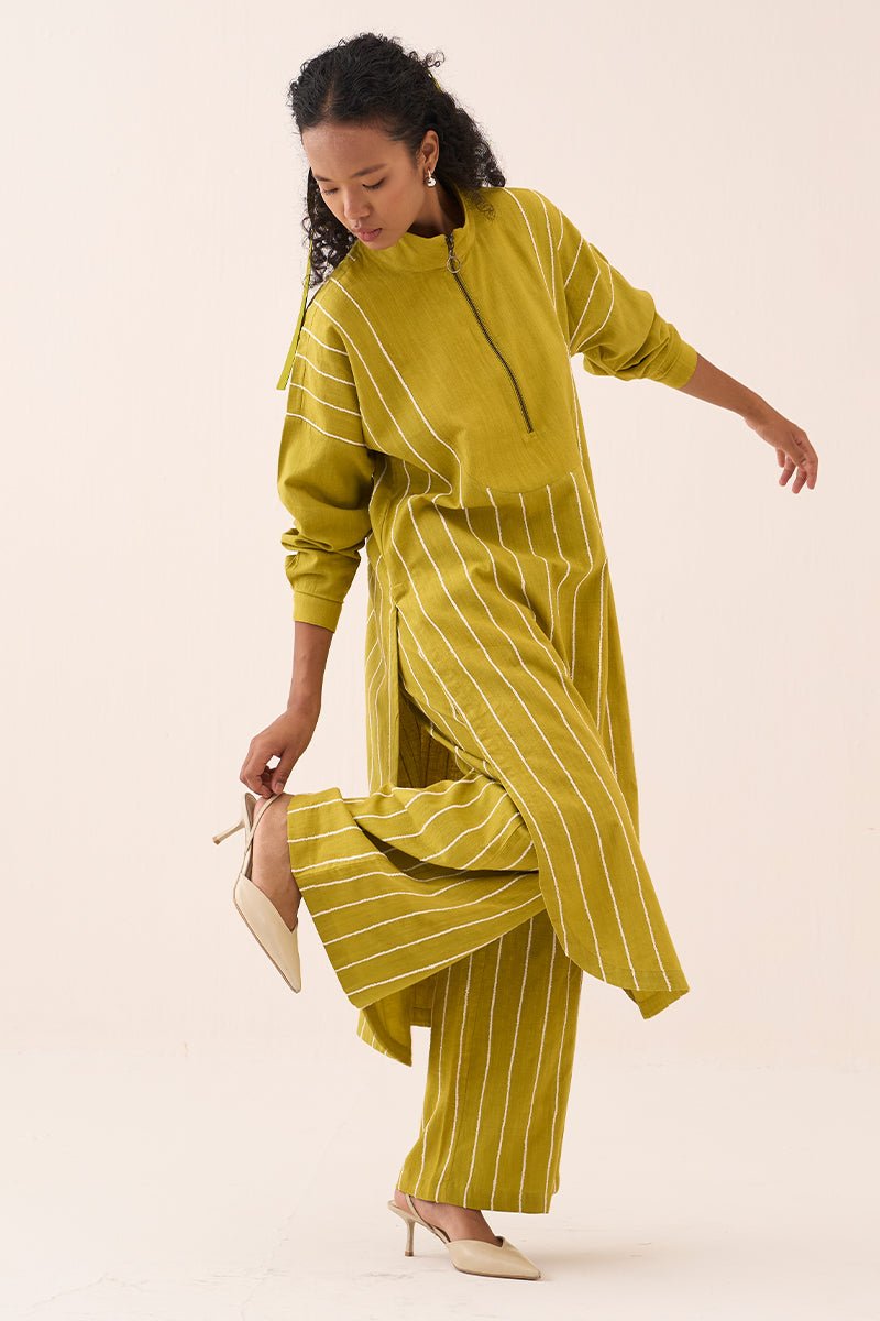 U - Yoke Emb. Tunic Co - Ord (Set Of 2) - Three Clothing