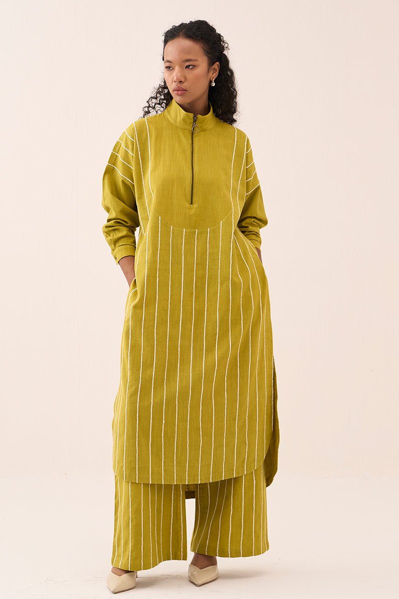 U - Yoke Emb. Tunic Co - Ord (Set Of 2) - Three Clothing