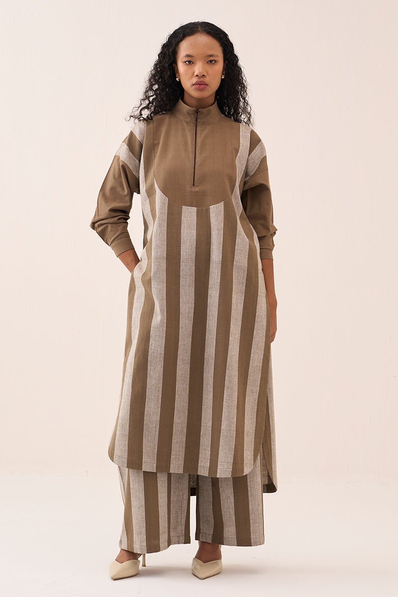 U - Yoke Stripe Tunic Co - Ord (Set of 2) - Three Clothing