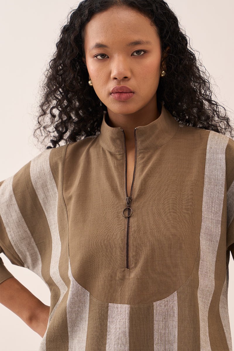 U - Yoke Stripe Tunic Co - Ord (Set of 2) - Three Clothing