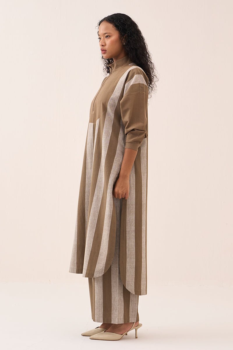 U-Yoke Stripe Tunic Co-ord Set of 2 Cedar Stripe - Three Clothing