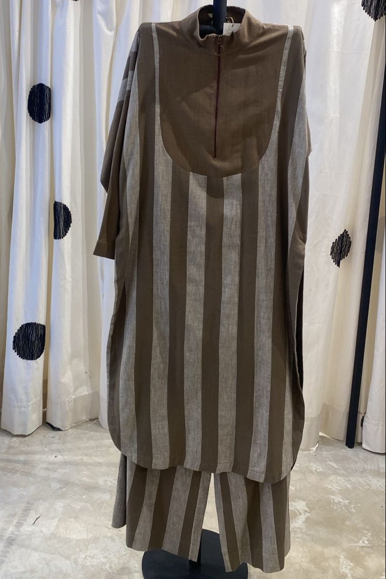 U-Yoke Stripe Tunic Co-ord Set of 2 Cedar Stripe - Three Clothing