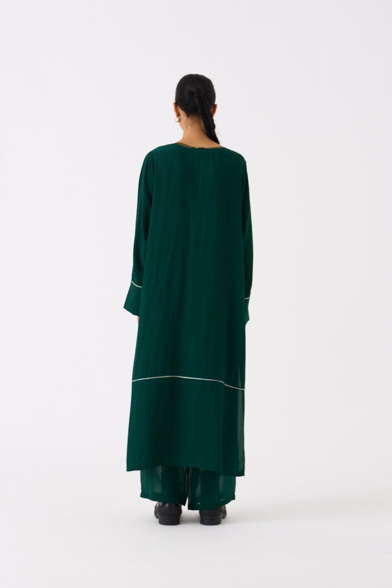 V Neck Kaftan Forest Green - Three