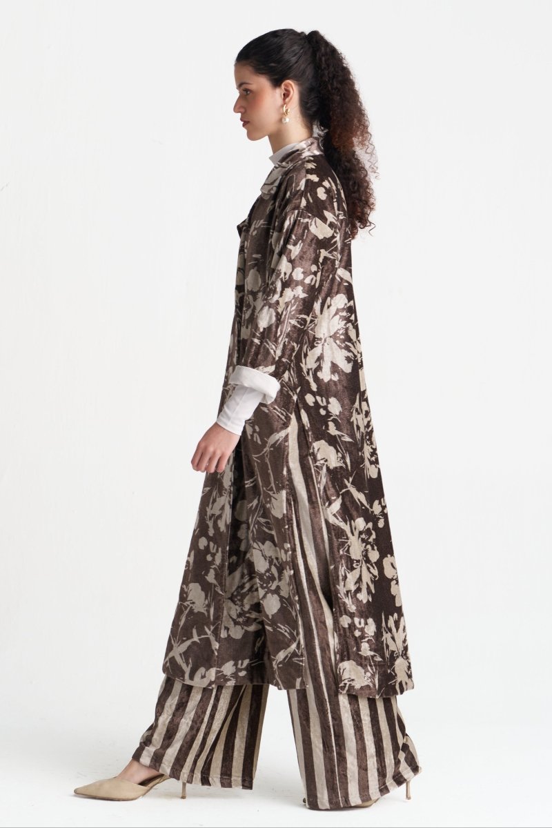 Velvet Floral Overlap Kaftan - Three Clothing