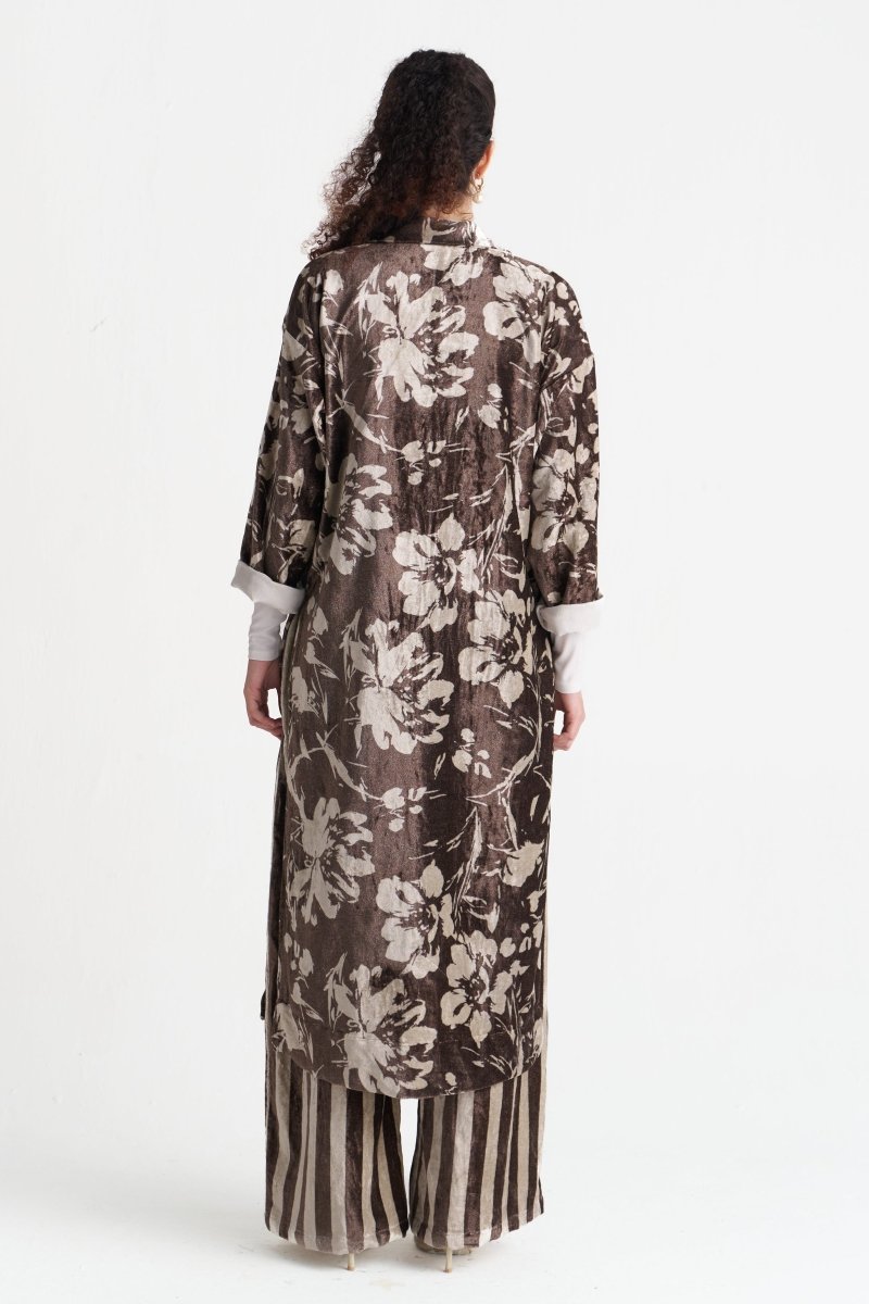 Velvet Floral Overlap Kaftan - Three Clothing