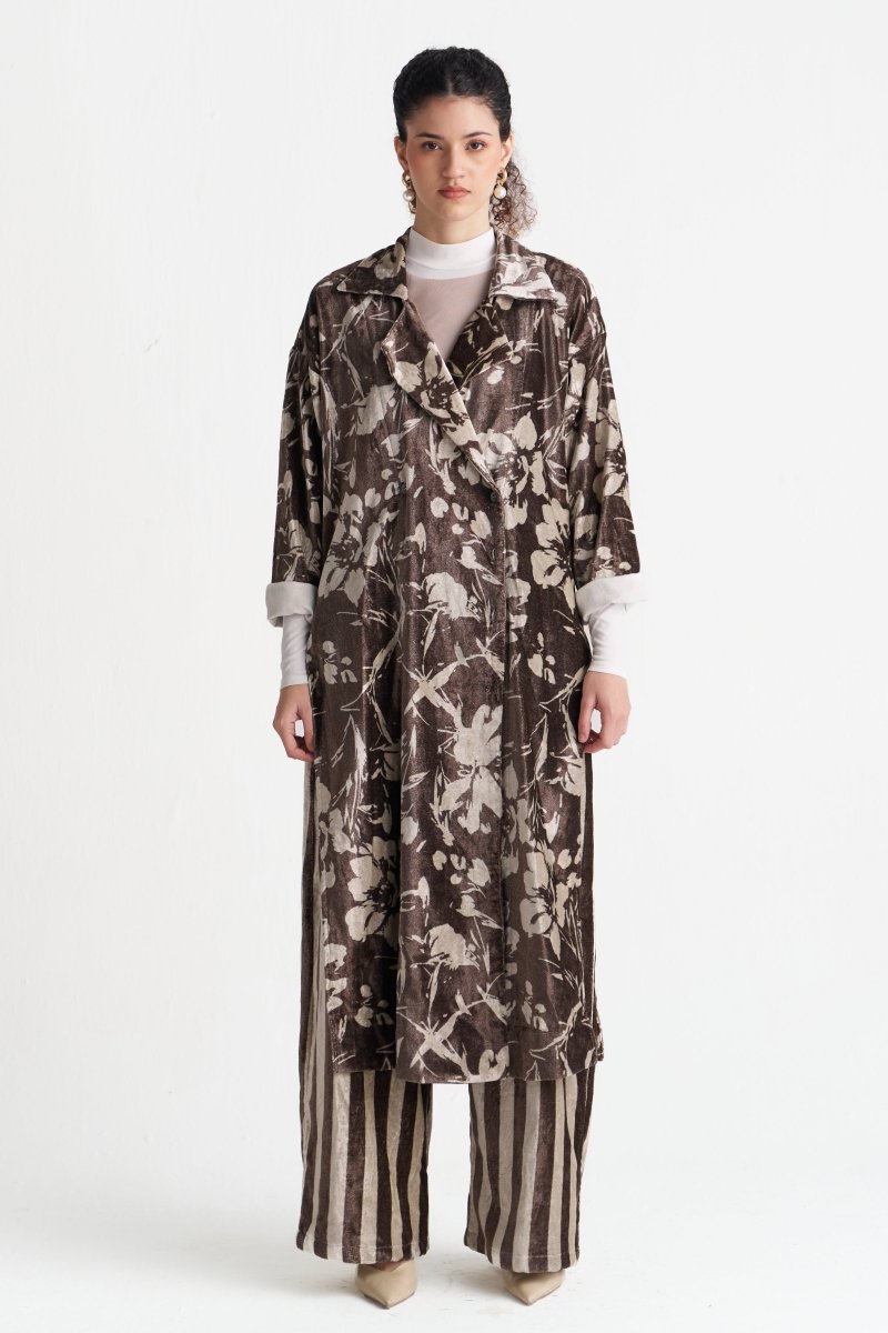 Velvet Floral Overlap Kaftan - Three Clothing