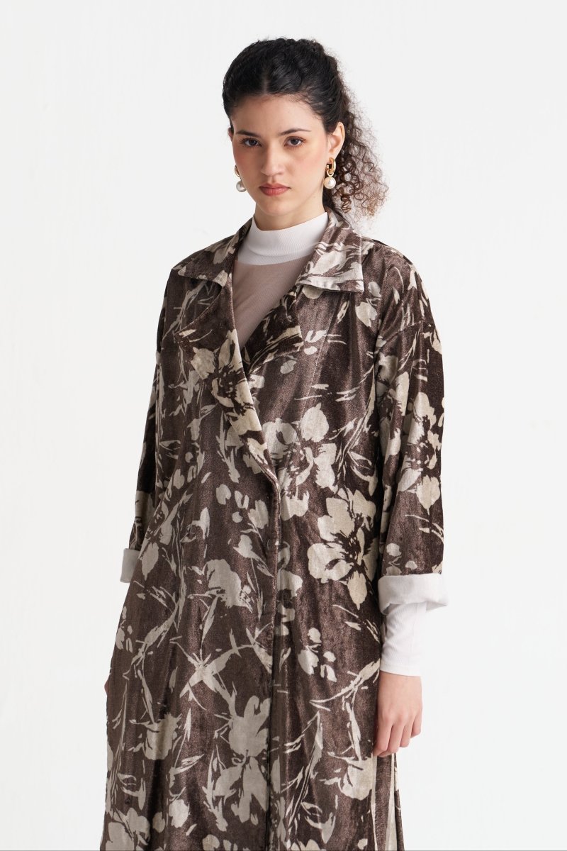 Velvet Floral Overlap Kaftan - Three Clothing