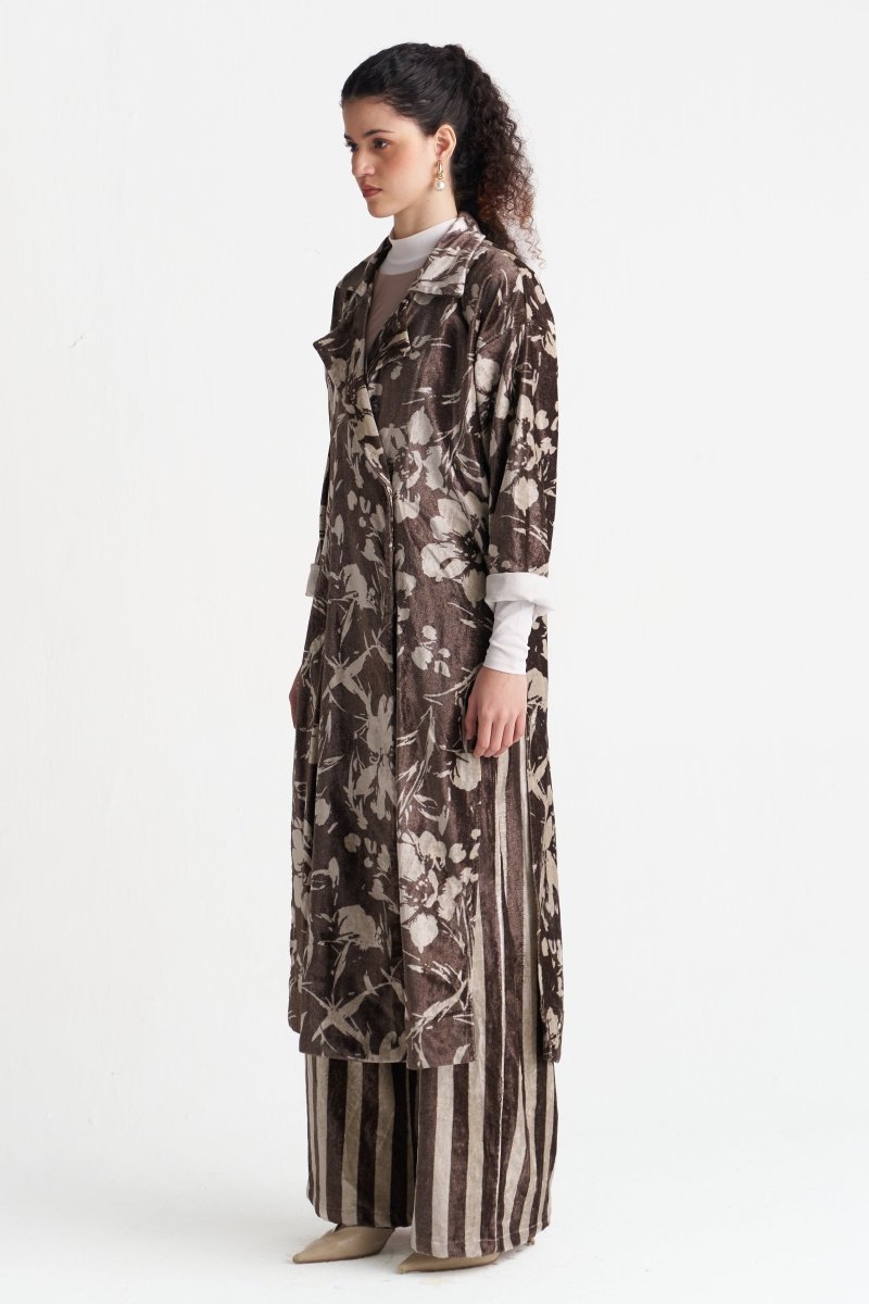 Velvet Floral Overlap Kaftan - Three Clothing