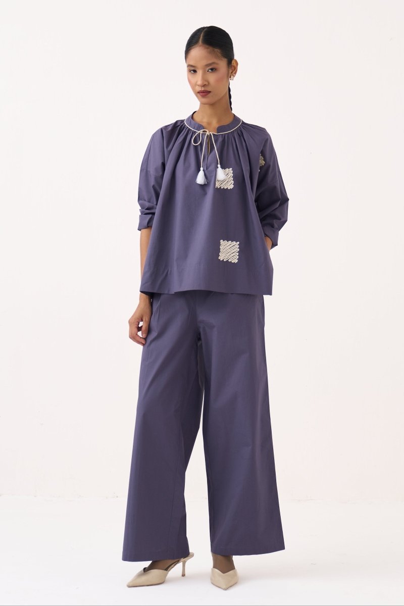 Wave Emb. Top - Three Clothing