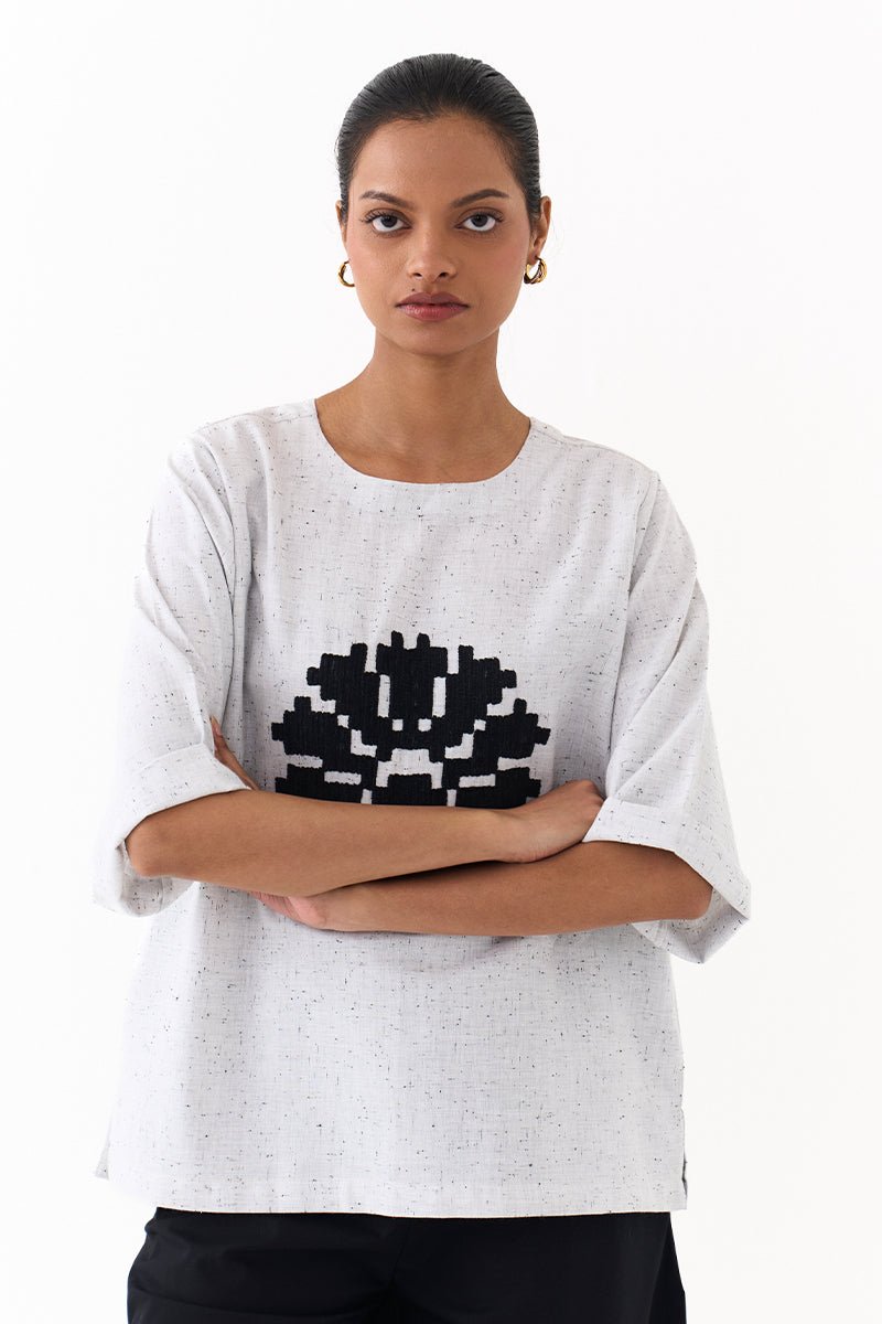 Wave Emb. Top - Three Clothing