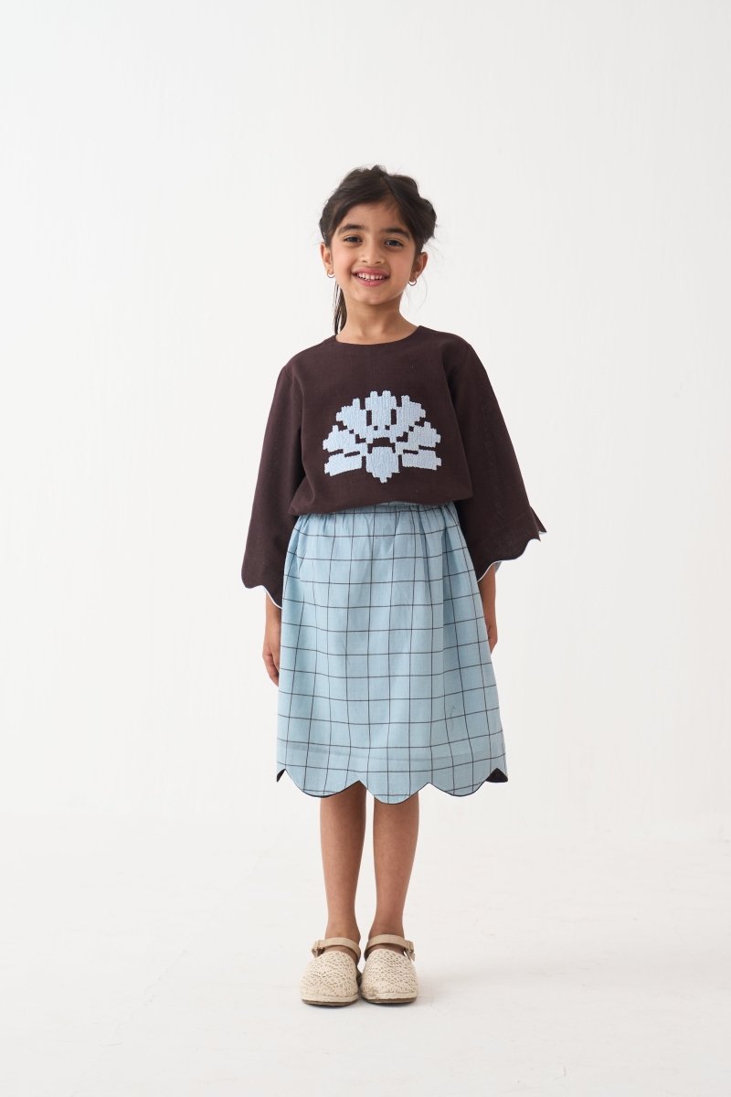 Wave Emb. Top Co - ord (Set Of 2) - Three Clothing