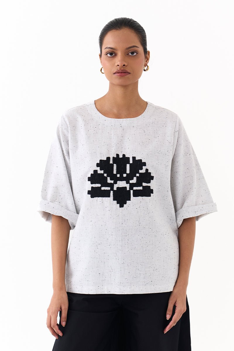 Wave Emb. Top Co - Ord (Set of 2) - Three Clothing