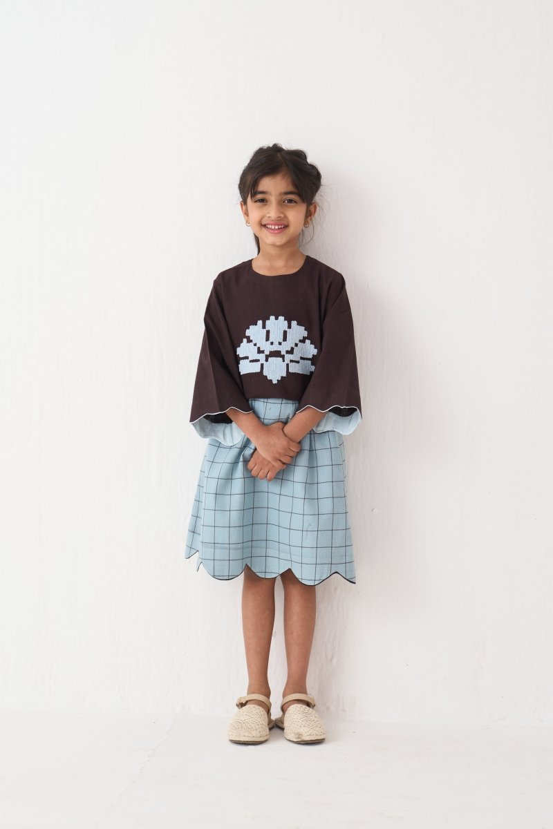 Wave Emb. Top Co - ord (Set Of 2) - Three Clothing