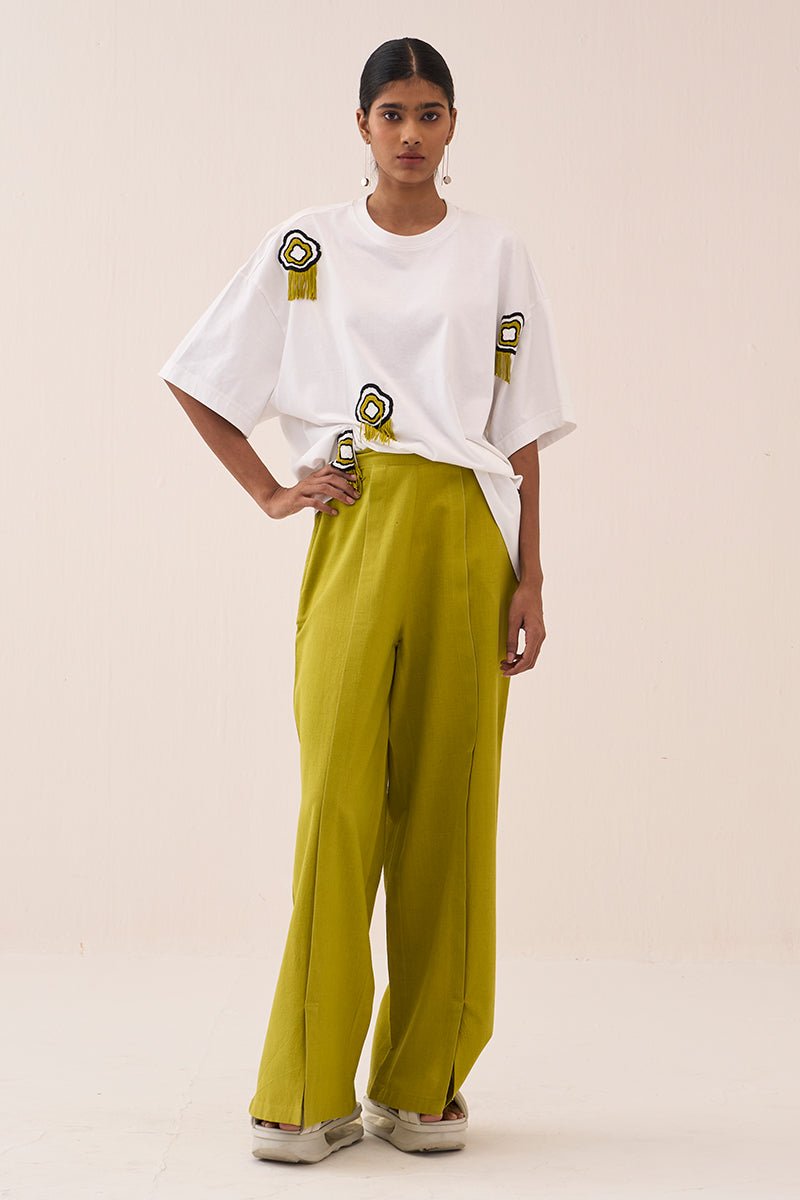 White Beaded Tshirt - Three Clothing