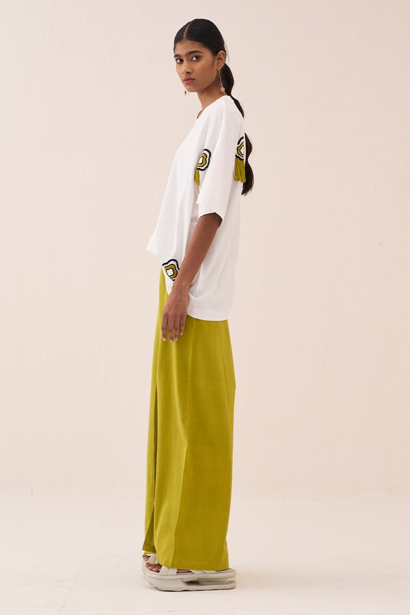 White Beaded Tshirt - Three Clothing