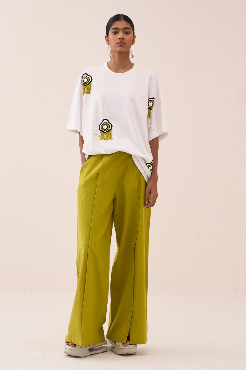 White Beaded Tshirt - Three Clothing