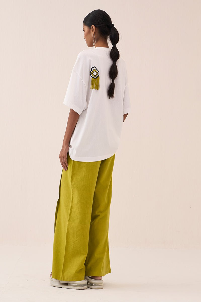 White Beaded Tshirt - Three Clothing